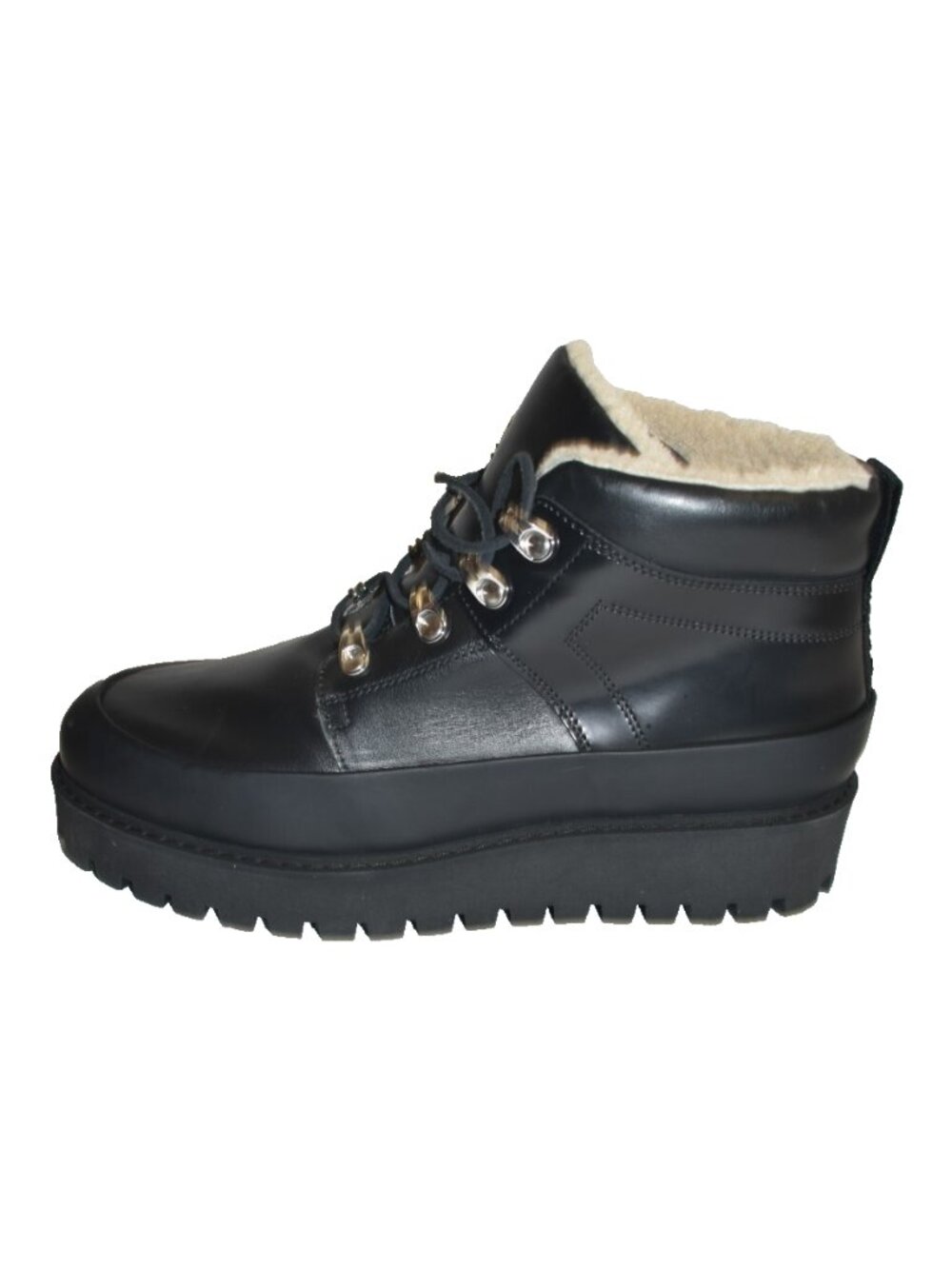 New! GANNI Leather Platform Hiking Ankle Boots Size 41 EU 11 US DD37